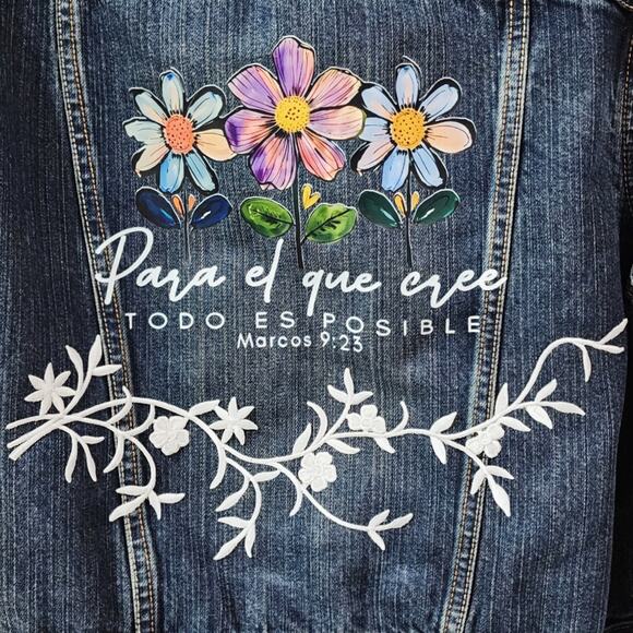 Para El Que Cree Todo Es Posible Custom Upcycled Vintage Levi's Jean Jacket, S - Picture 2 of 5